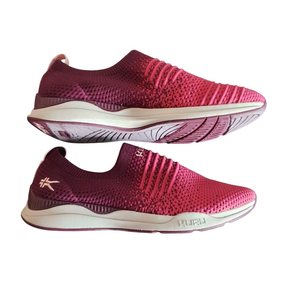 KURU Women 10 Stride Red Maroon Confetti‎ Slip on Waking Sneaker Activewear NWOB